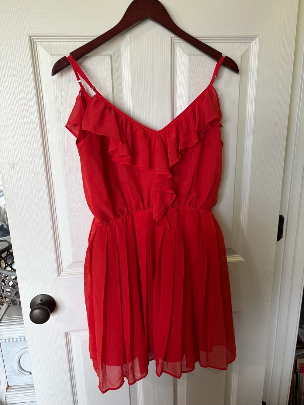 EUC BCBG Medium Red Ruffle Cami Dress